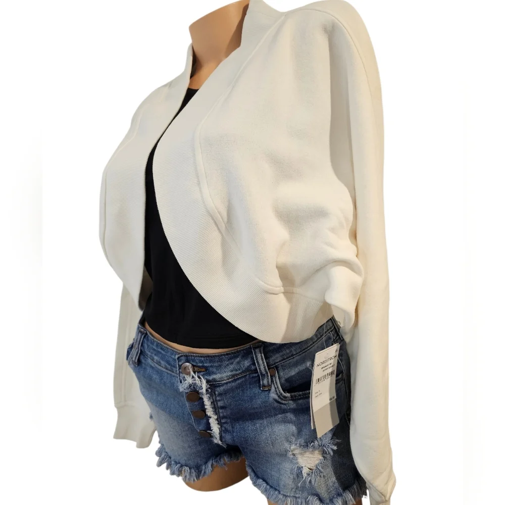 Zella Cloud Fleece Cardigan Open Front Shrug, Ivory Egret, size Medium - Picture 1 of 7